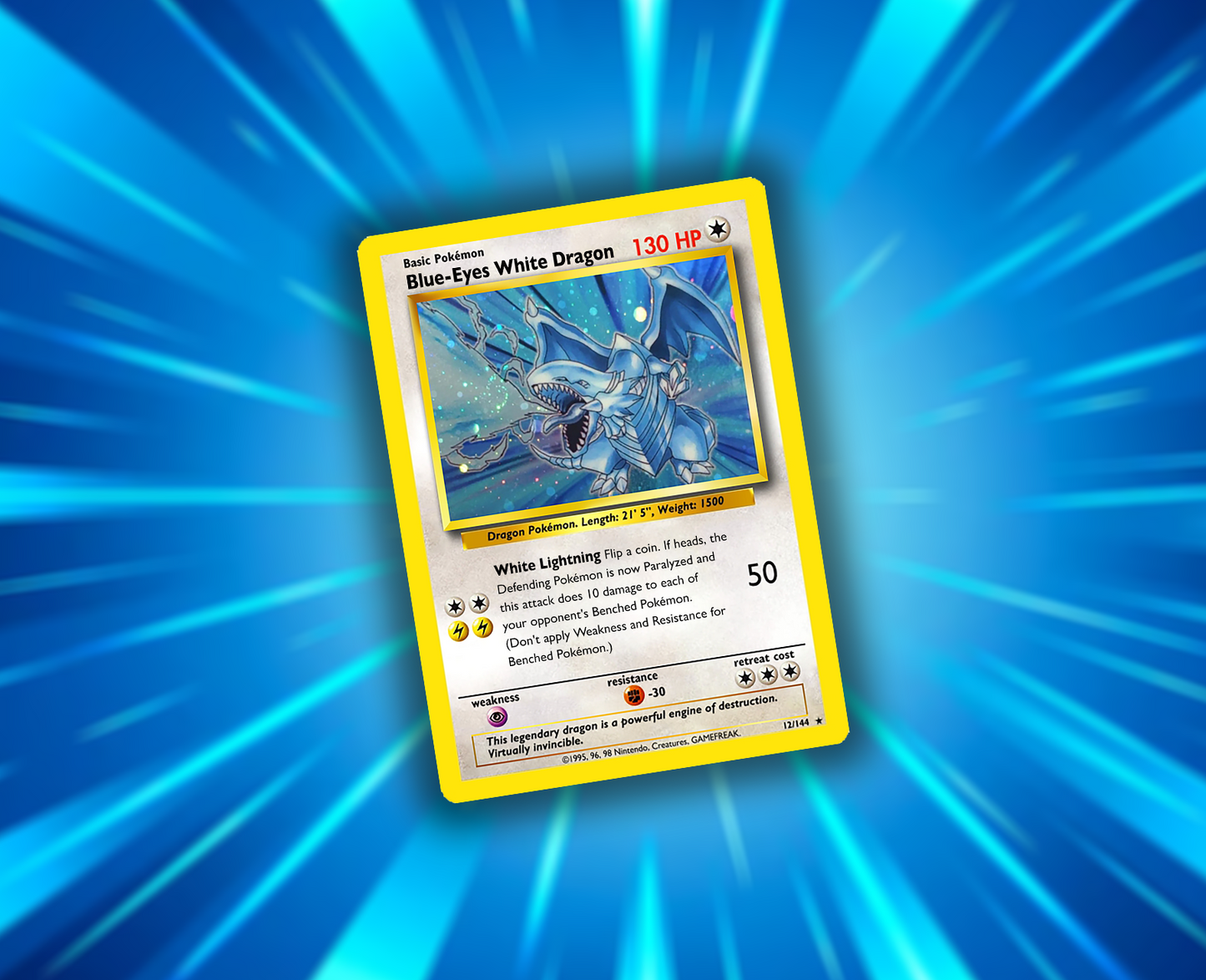 Blue-Eyes White Dragon and more | Pokémon-Style Yugioh Card | 3 cards